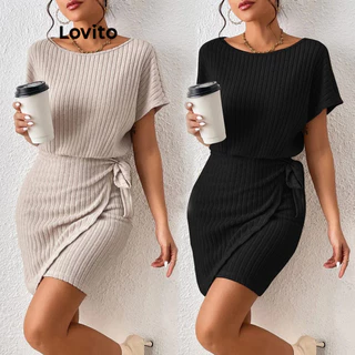 Lovito Vestido Casual Simples Com Amarração Para Mulheres LNL43097