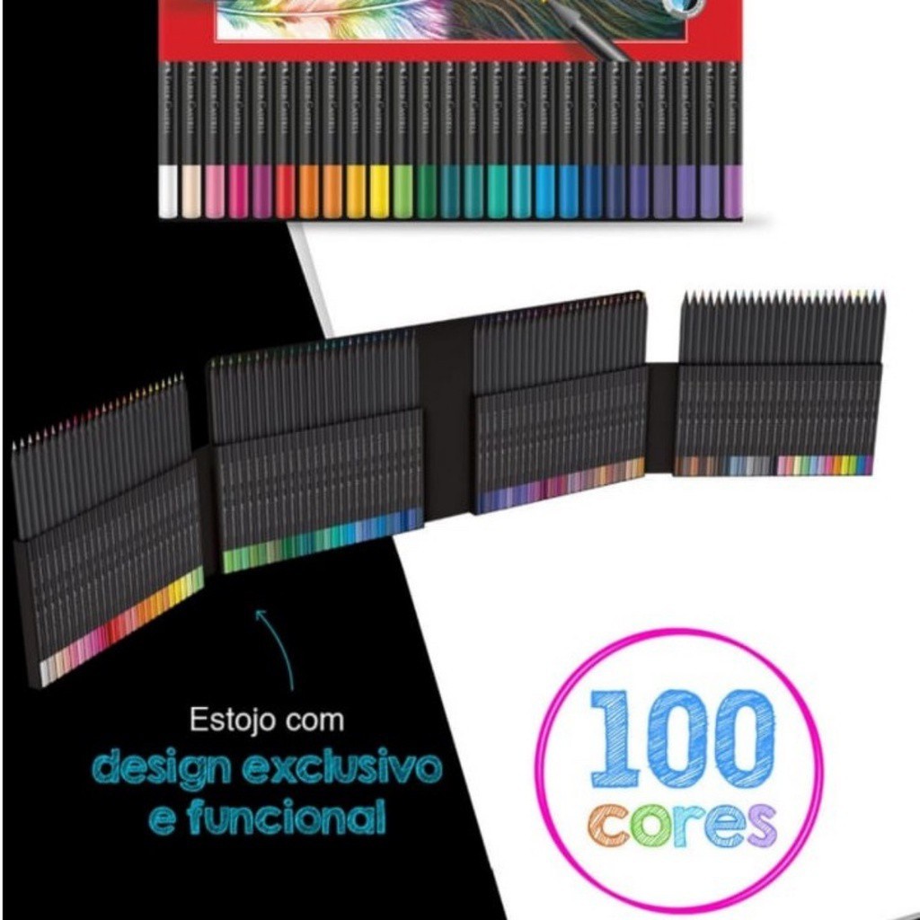Lapis De Cor FABER CASTELL 100 Cores SuperSoft Ecolapis Profissional ...