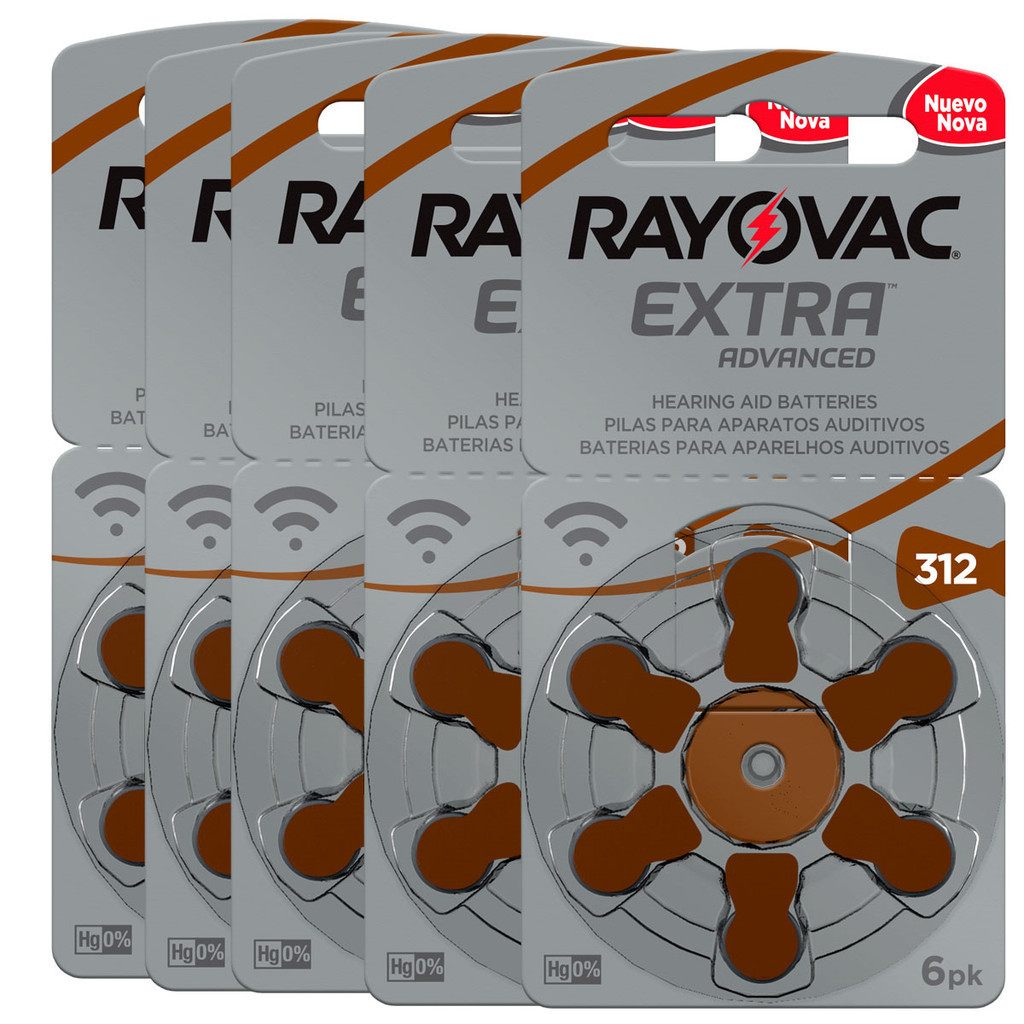 30 Pilhas Baterias 312 Pr41 Auditivas Rayovac 5 Cartelas