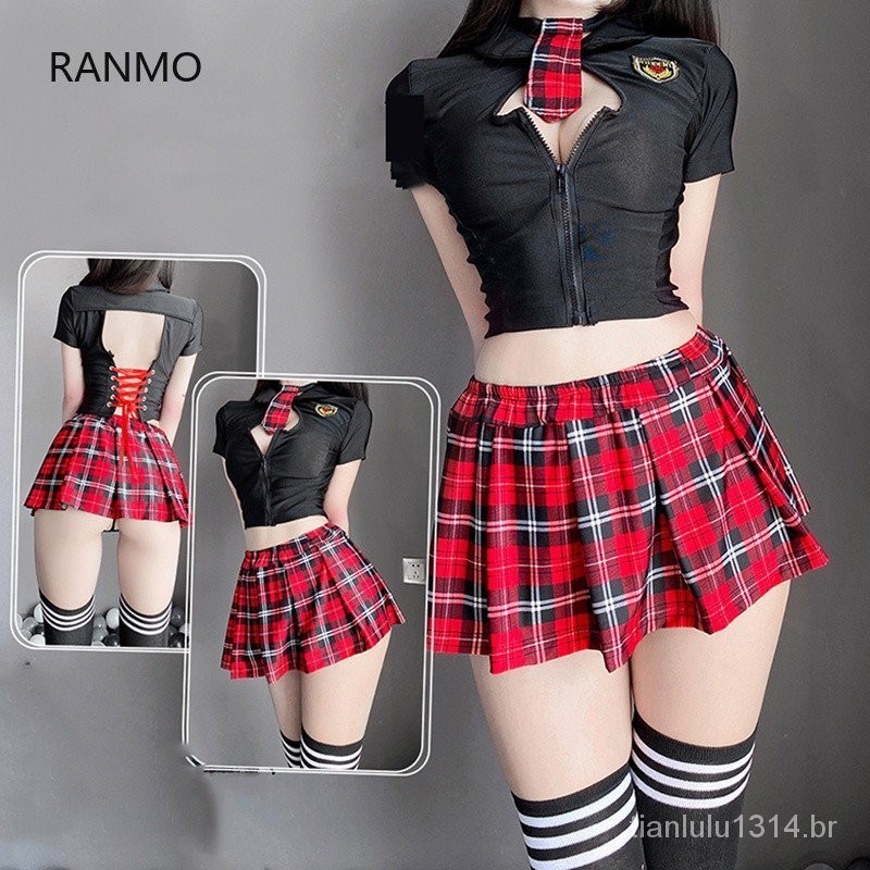 Conjunto Sexy Lingerie Sexy Anime Devil Girl Outfit School Girl