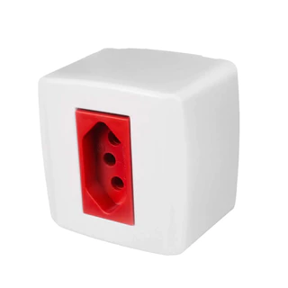 Conjunto Tomada 2P+T 20A 250V Vermelha Box Ilumi