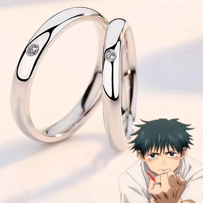 Anime Jujutsu Kaisen Yuta Okkotsu Anel De Prata Ajustável Mulher Homem Casal Amante De Jóias