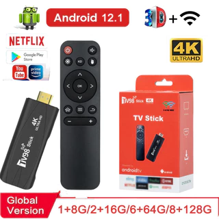 TV Global 4K Stick e Android 12.1 Smart TV98 Media Dual 2.4G 5G Wifi 8GB/128GB 4K HD (Carregador Não Incluído)