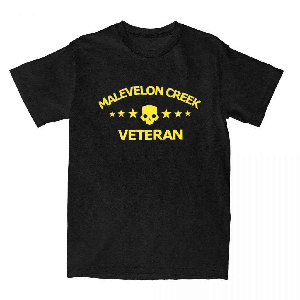 Helldivers 2 Malevelon Creek Veterano T-Shirts Homens Vintage Puro Algodão Camiseta Rodada Collar Manga Curta T Shirt Partido Vestuário