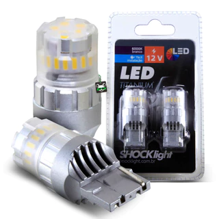 Kit Par Lâmpada Led Titanium 2 Polos T20 12V Branco Luz Ré Teto
