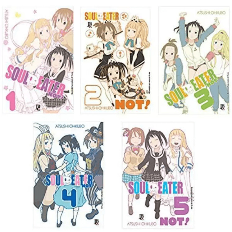 SOUL EATER NOT！　購入特典ポストカード Mangás - Coleção Soul Eater Not - Caixa com Volumes 1 a 5 - Novo