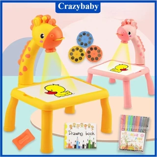 Projetor De Pintura Girafa Mesa De Aprendizagem De Brinquedos Com 24 Desenhos Educacional Para Crianças