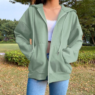 Camisa De Capuz Com Forrado Zip Up Feminino