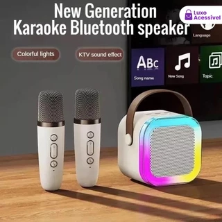 Microfone Portátil Karaokê Alto-Falante Bluetooth Luz RGB Dois Falantes 5W Som Subwoofer Boombox Suporte Vários Modos