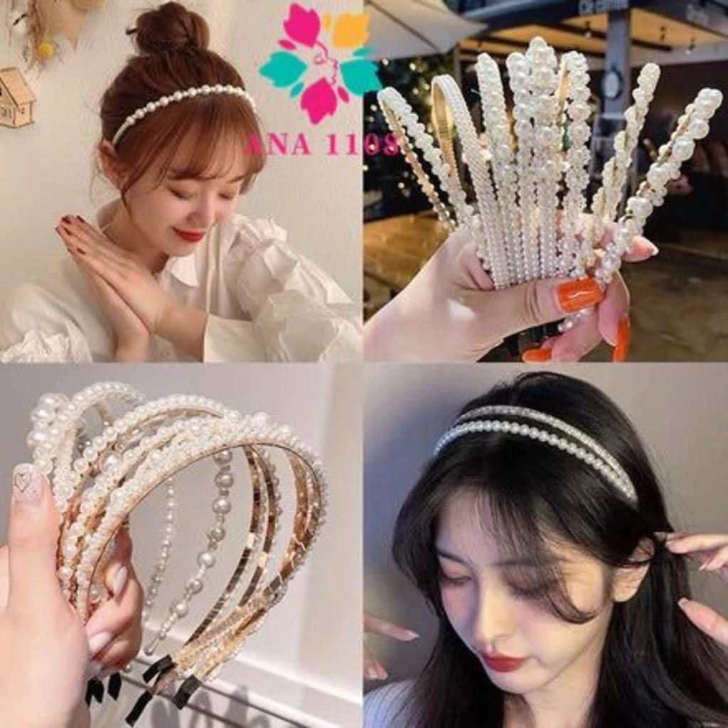 KIT 5 PCS Tiara de Pérolas / Arquinho de Perolas - Acessórios femininos de cabelo