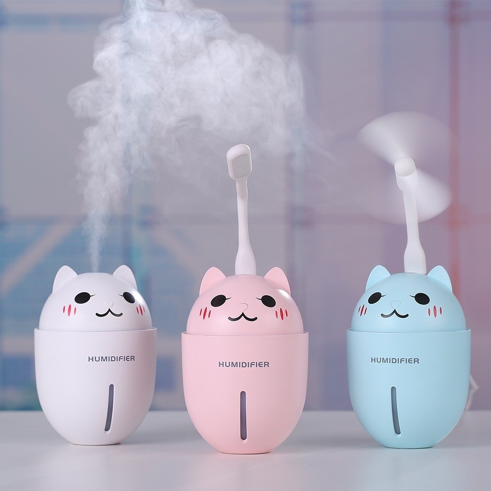 Umidificador Aromatizador De Ambientes Gatinho Portátil Purificador Lâmpada USB Com Filtro Luz Noturna