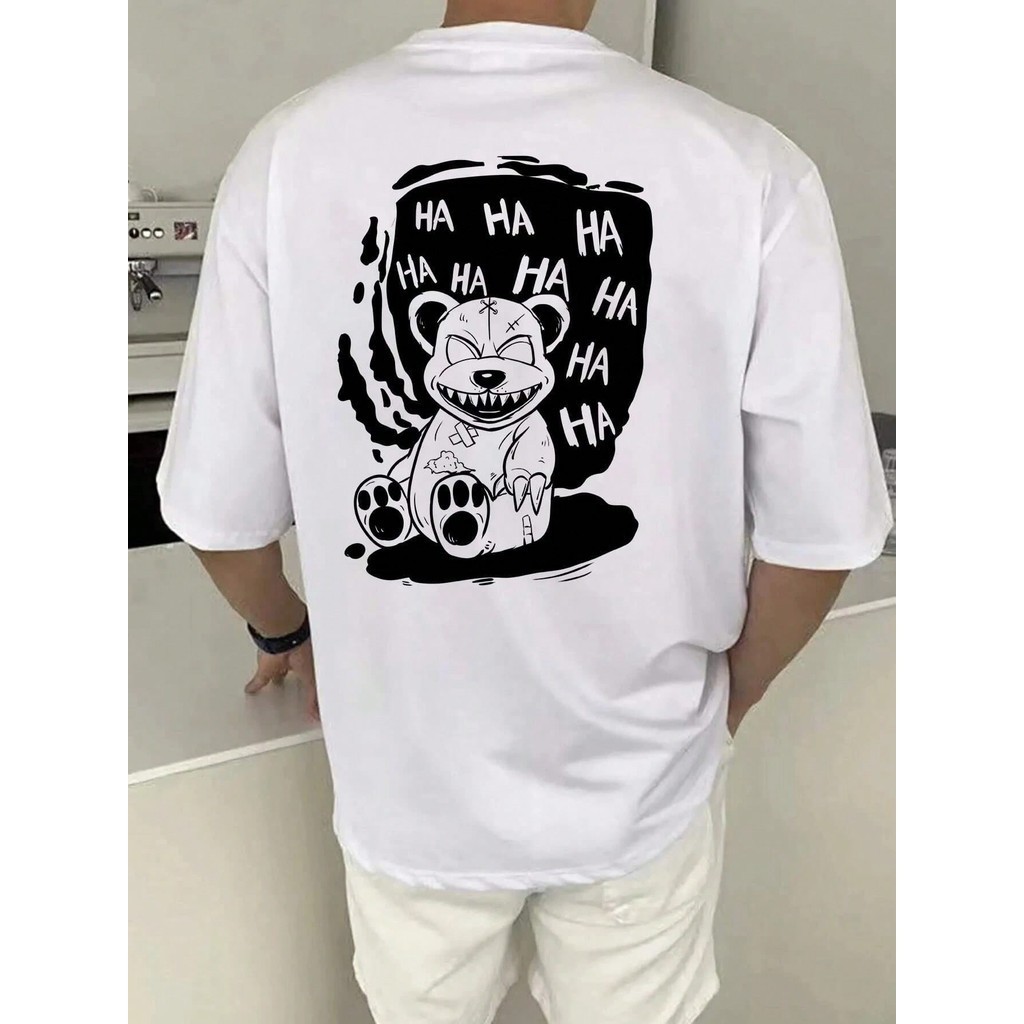 Camiseta Masculina Desenho Nas Costas Urso | Shopee Brasil