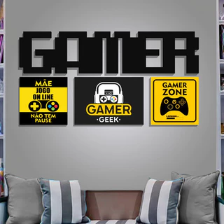 Conjunto Decorativo Placas Games E Letras Gamer