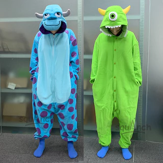 Unisexo Monstro Anime kigurumi Pijama Com Zíper Onesies Botão Mike Sully