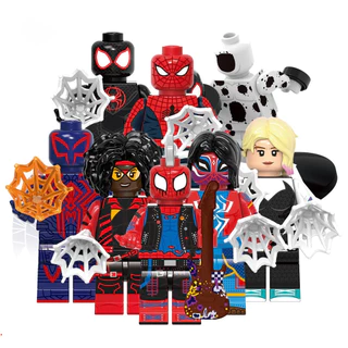 Jessica Drew Super Heroes Através Da Aranha-Verso Punk Miles Morales Gwen Stacy Mini Building Block Figura Brinquedos