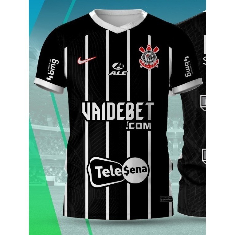 Camisa do CORINTHIANS Preta Listrada 2024/25 FRETE GRÁTIS - ENVIO ...