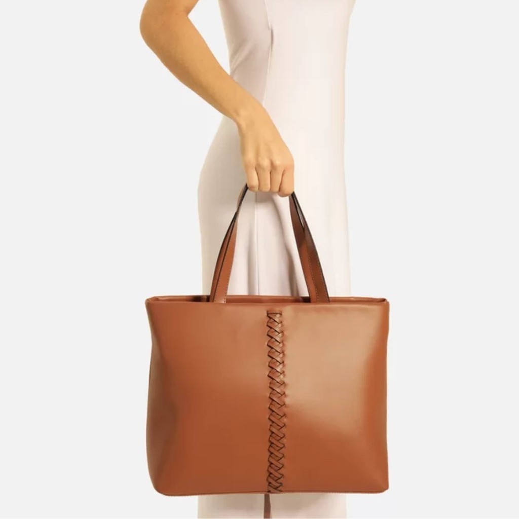 Bolsa Arezzo Shopping Marrom Grande Trançado