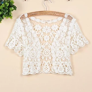 Encolhimento Elegante Feminino Leve De Malha Oca Fora De Cardigan