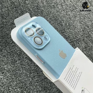Nova capa de couro de luxo para telefone AG Proteção da lente de vidro Textura de couro Adequada para iPhone 11 12 13 14 15 Pro max 15Plus