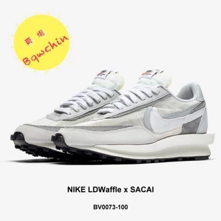 Nike LD WAFFLE x SACAI Branco Cinza Duplo Gancho Tênis BV0073-100 WAFFLE Tênis De Corrida