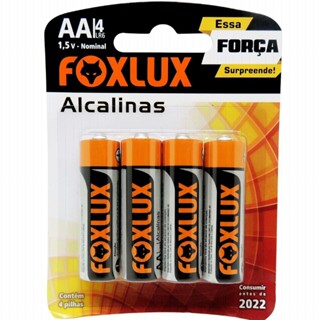 Pilha alcalina pequena AA blister com 4 unidades - Foxlux