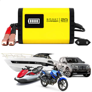 Carregador De Baterias 2AH barco carro moto jetski lancha 12v smartcharger bivolt em Oferta na Shopee