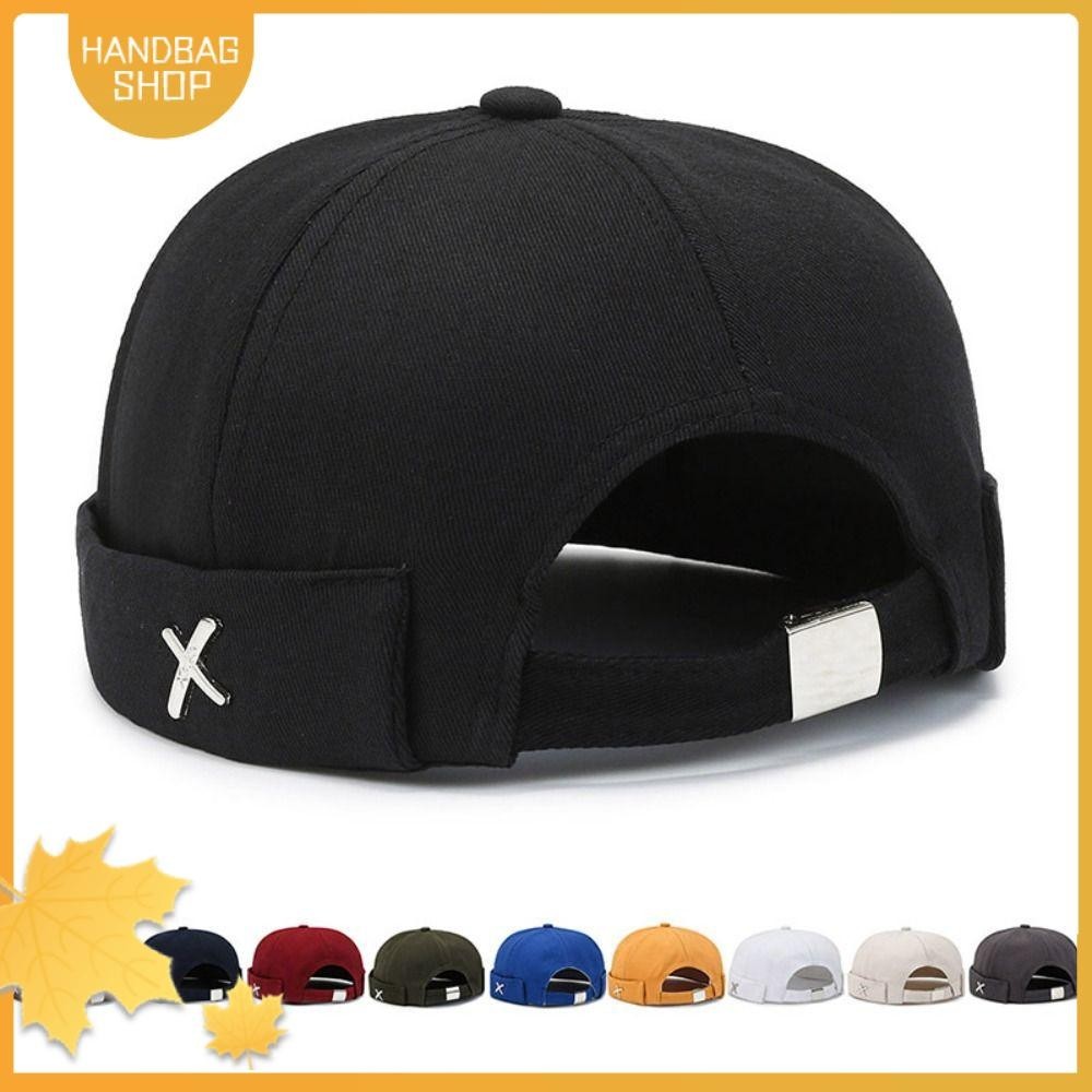 HANDBAG Chapéu Cúpula Vintage , Boné De Docker Sem Aba Estilo Lavado De Cor Sólida Algodão Ajustável Meninas