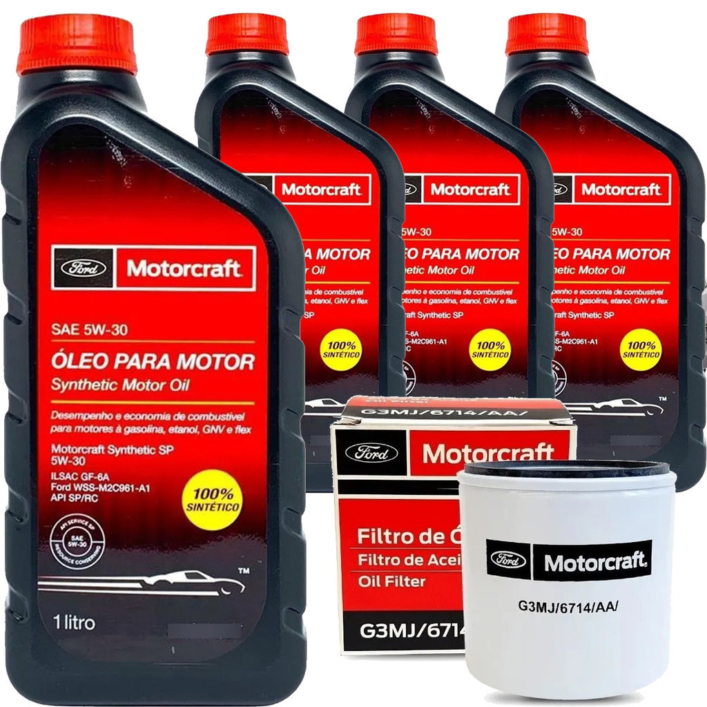 Kit 4 Litros De Oleo 5w30 E Filtro De Oleo Motorcraft Ford Ecosport Focus Ka Fiesta