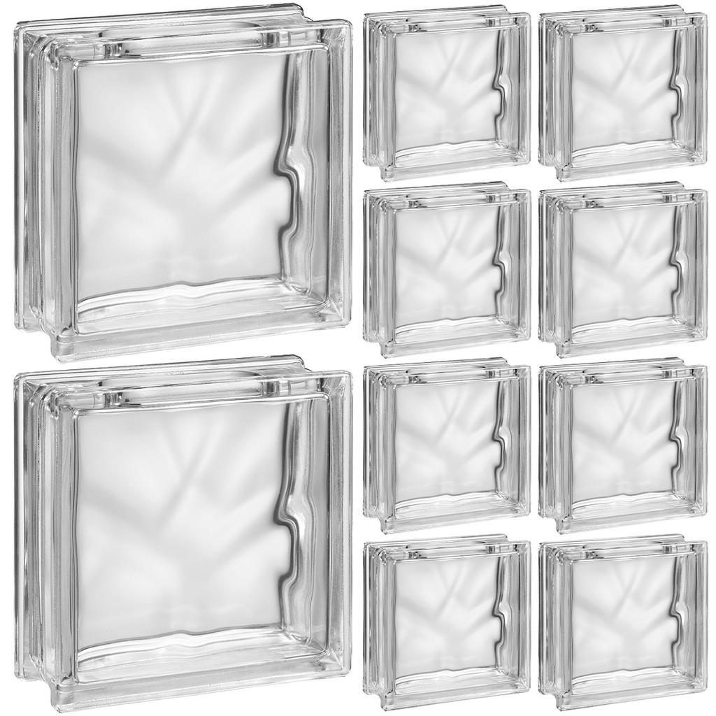 Kit 10 Tijolos Bloco De Vidro Transparente 19x19x8 Ondas | Shopee Brasil