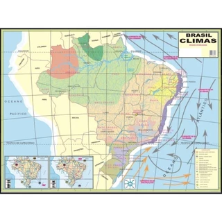 Mapa do Brasil Climas Escolar Poster Geográfico Politico - Dobrado