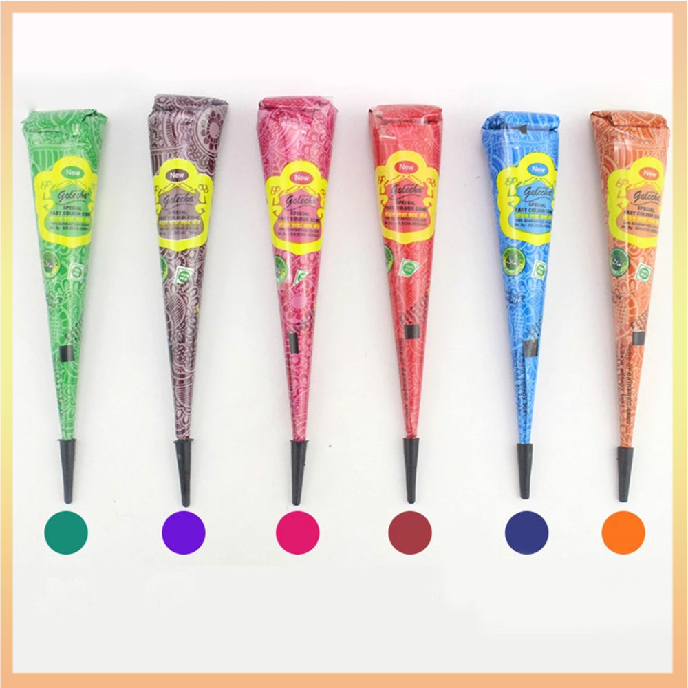 Pasta Colorida Henna Tattoo Paste Preto Marrom Vermelho Branco Cones Indianos Para Tatuagem Temporária Adesivo Corpo Arte Creme Cone