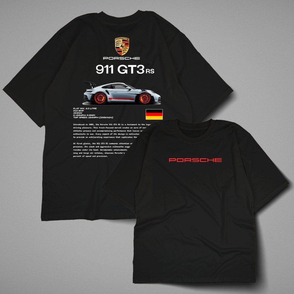 Porsche 911 Frente e Costas 100% Algodão unissex Camiseta