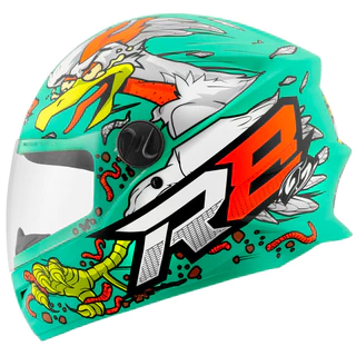 Capacete Moto Integral Esportivo Fechado Pro Tork R8 Rocket Chicken Fosco Viseira Cristal Transparente Masculino Feminino Personalizado Desenho Galinho Frango