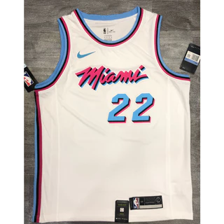 Camisa Nba Miami Heat No . De Basquete Branca Com Gola Redonda 22 Butler