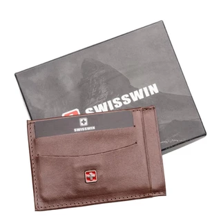 Porta Cartão de Couro com Porta Documento Suissewin Café