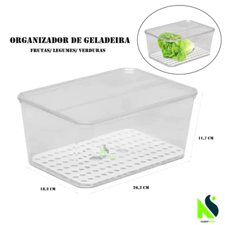 Organizador de Geladeira Com Tampa 4 litros Pote Cesto Porta Frutas Salada Verduras Legumes