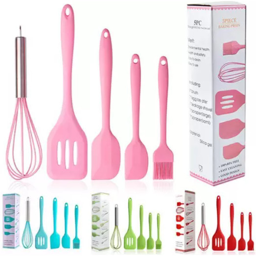 Kit 5 Peças Colher Espátula Fue Espátula Pincel Utensílios De Cozinha Silicone - Zyoou