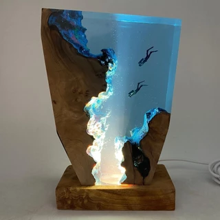 Luz Noturna de LED - Action Figure - Collection Model - Enfeites - Presentes - Oceano - Caverna Cárstica - Mergulhador