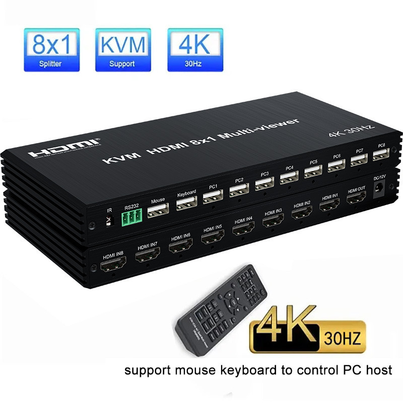 Interruptor Sem Costura Multivisualizador 4K 8x1 HDMI KVM 16 Modos De ...