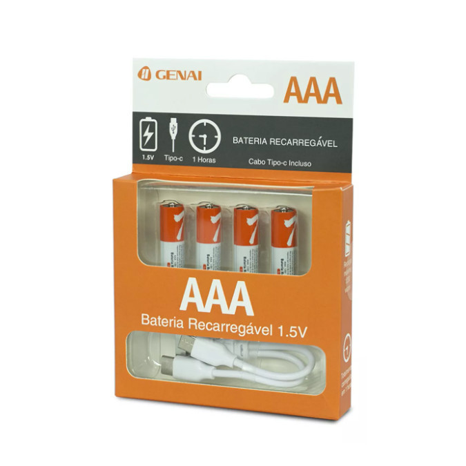 KIT Pilhas AA/AAA/CR2 Recarregável Genai Alta Durabilidade E Qualidade