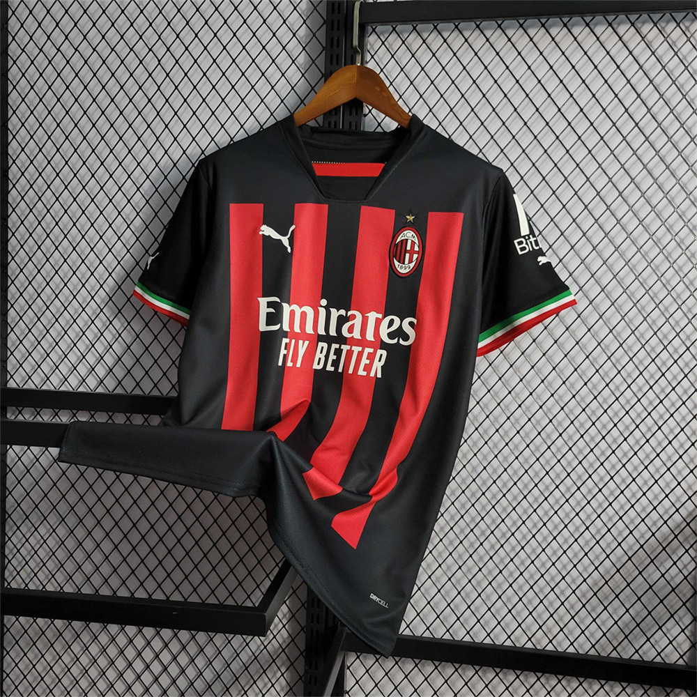 Camisa de futebol 22 /23 AC-M Home AC Milan Camisa esportiva vermelha masculina