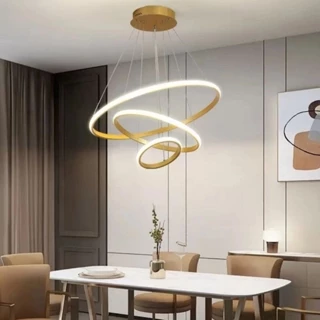 Lustre Pendente Led Moderno Anéis Led 89w 3 Arcos Dourado 110v-220V 3 Tonalidade