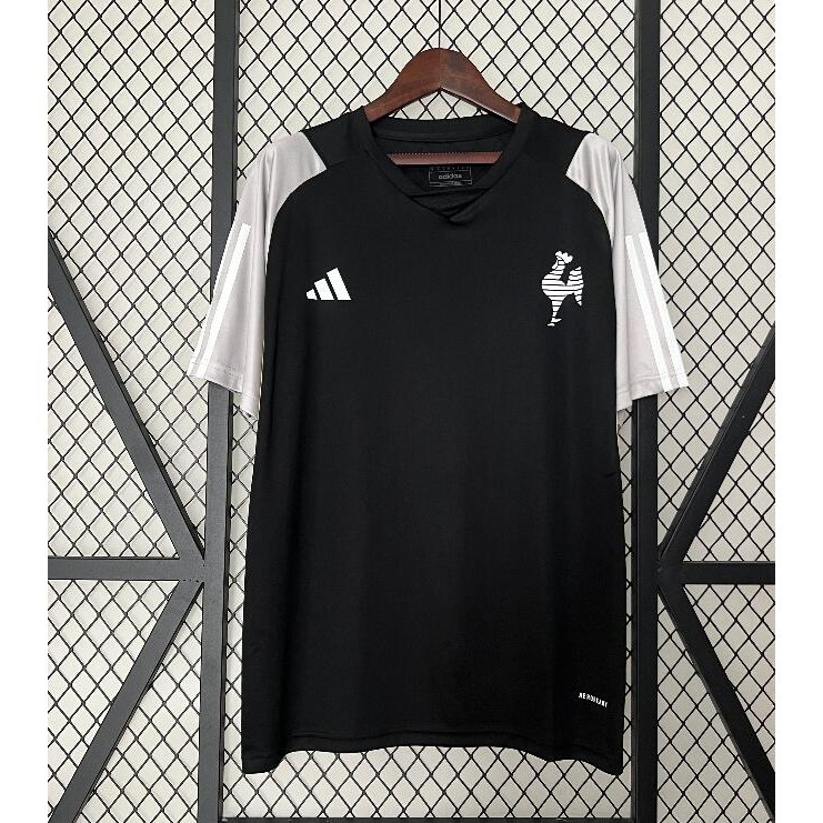24-25 Camisa pretaTraining clothes Camiseta De Futebol