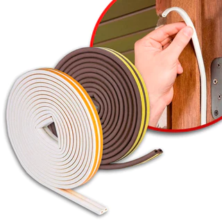 Fita Veda Fresta Para Porta Janela 6m Branco e Marrom Isolante Acústico Anti Pó