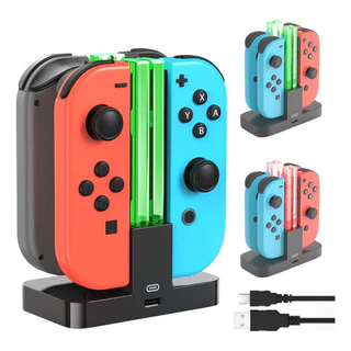 Carregador Joy-con Base Suporte Nintendo Switch Dock Com Led