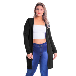 Max Cardigan Manga Longa Plus Size G GG G1 G2 G3 G4 G5