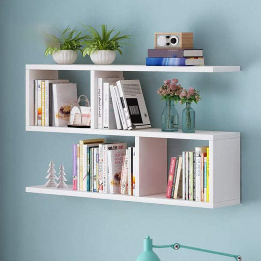 PRATILEIRA ORGANIZADORA DE LIVROS DE PAREDE EM MDF 45CM