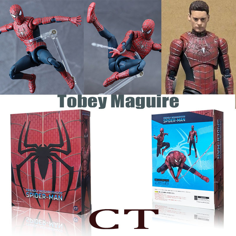 Ct Tobey Maguire Shf SpiderMan 3 Homem Aranha De Ferro Miles Morales Peter Parker Articulado Ação Figura Chage Face Modelo Boneca