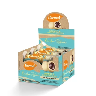 Bombom De Chocolate Branco Ao Leite, Recheado Com Chocolate Cremoso, Zero Açúcar Flormel- Caixa com 375g