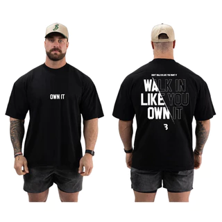 Camiseta Larga Academia Cbum Walk in Like You Oversized Treino Premium 100% Algodão